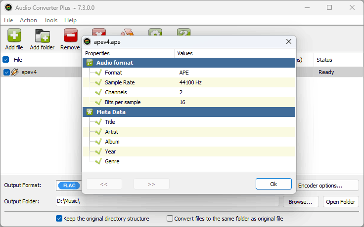APE to FLAC transcoder