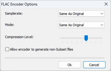FLAC encoder settings