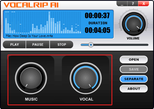 Separate processing of vocals and music