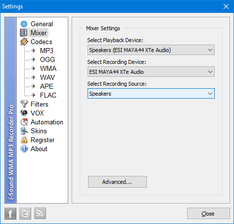 Select recording source