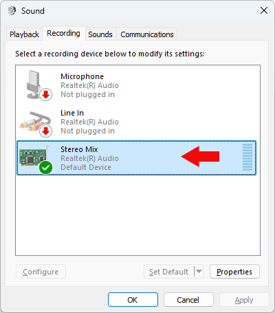 stereo mix input