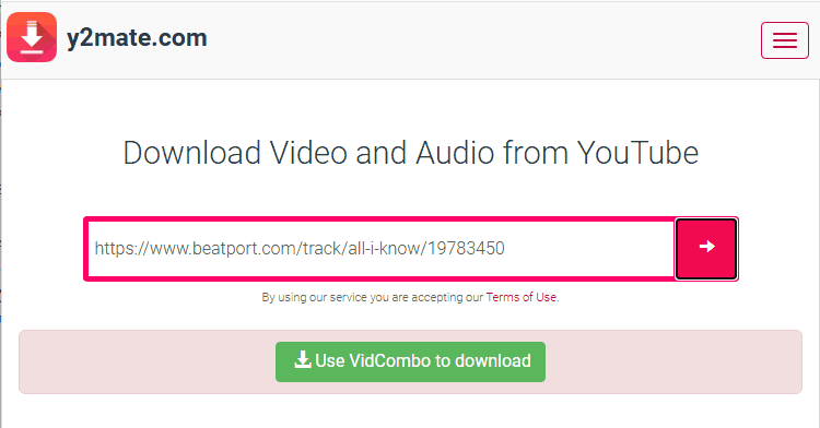 Y2Mate with Beatport URL