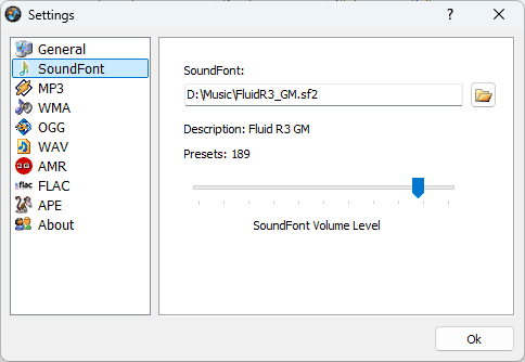 soundfont settings