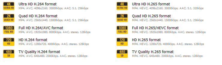 mp4 presets