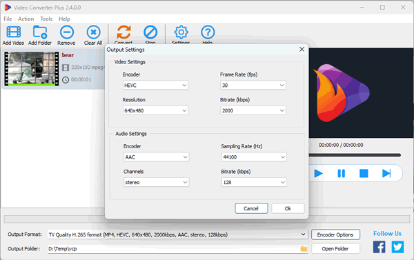 avi to mp4 settings