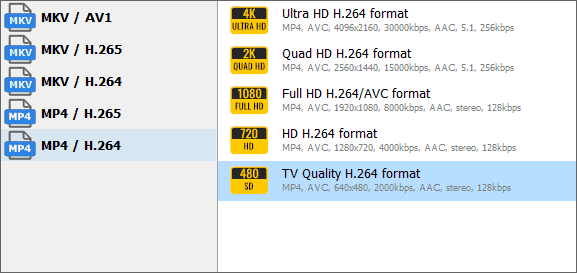 mp4 presets